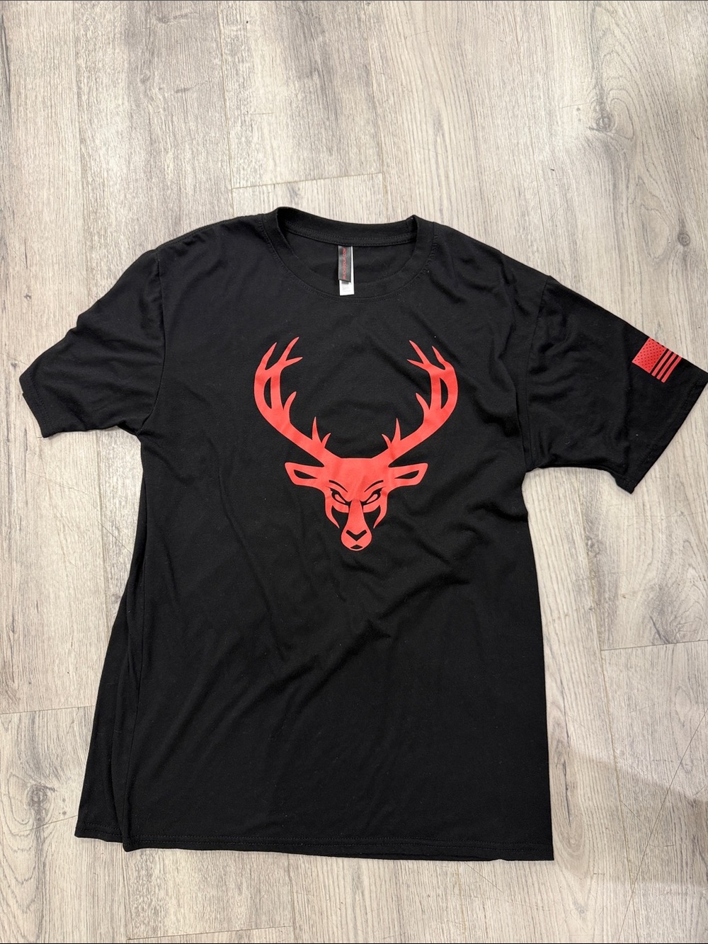 Men's Black Tee with Red Antler Logo